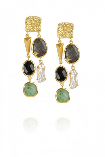 Gold plated earrings with semi precious stones