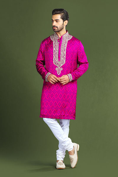 Rani rose ikat geometric printed kurta