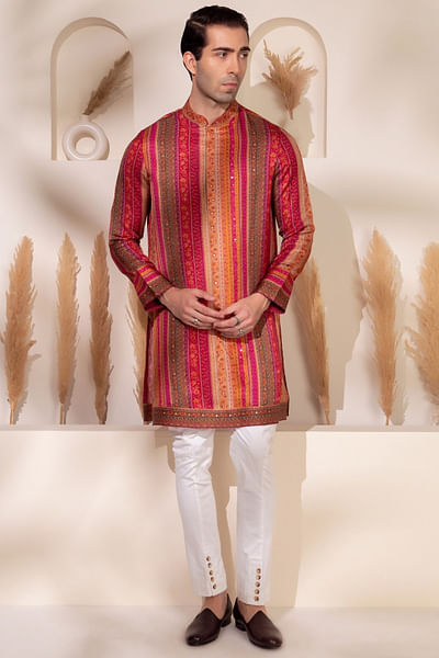 Multicolour stripe printed kurta