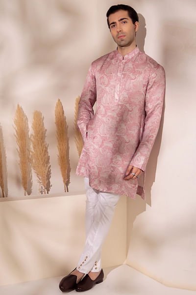 Blush pink paisley print kurta