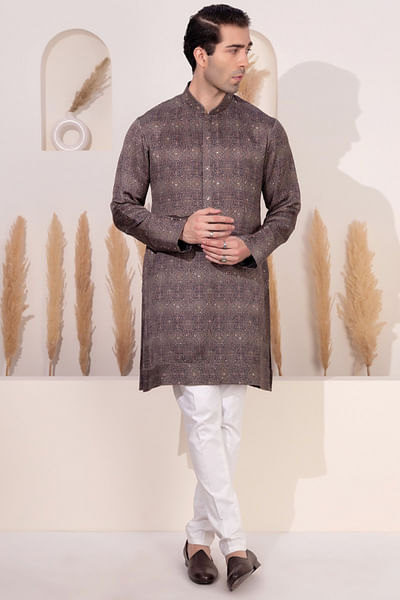 Grey geometric printed kurta