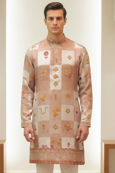 Blush floral patchwork kurta