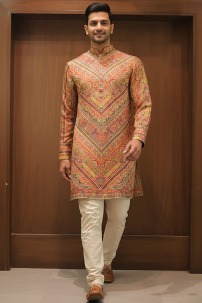 Multicolour chevron kurta