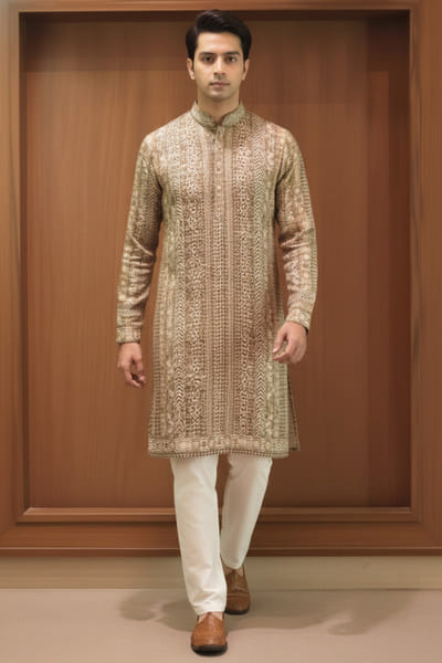 Antique gold animal motif kurta