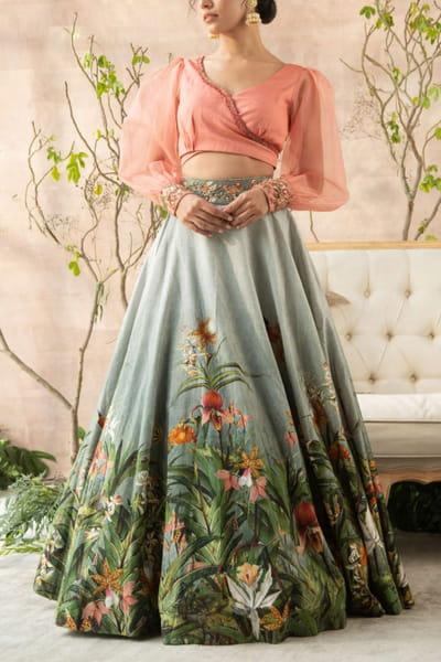 Hand painted lehenga set
