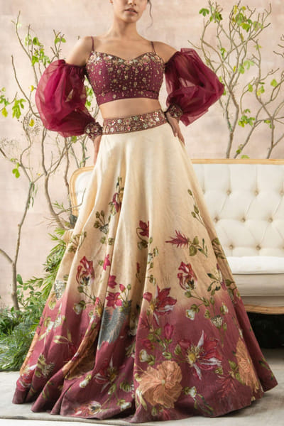 Floral handpainted lehenga set