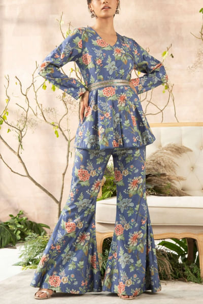 Blue floral top and pants