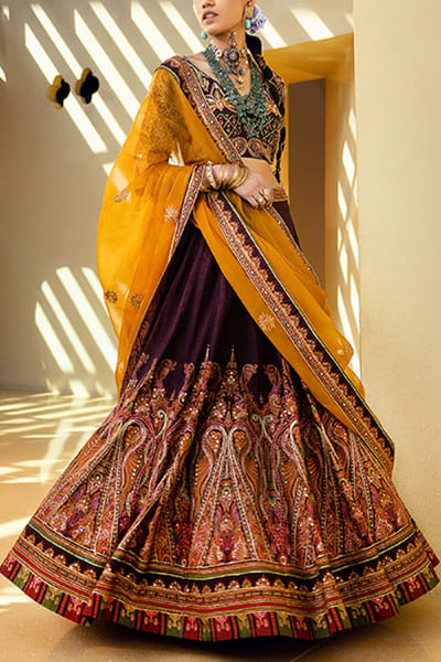 Kalista Wine printed lehenga set KTANEW2205