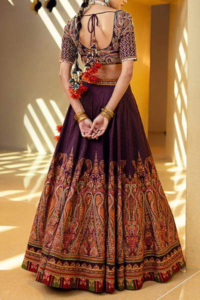 Kalista Wine printed lehenga set KTANEW2205