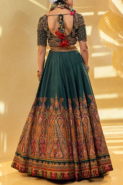 Kalista Emerald green printed lehenga set KTANEW2206