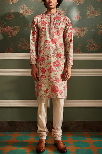 Olive chintz printed kurta and pants