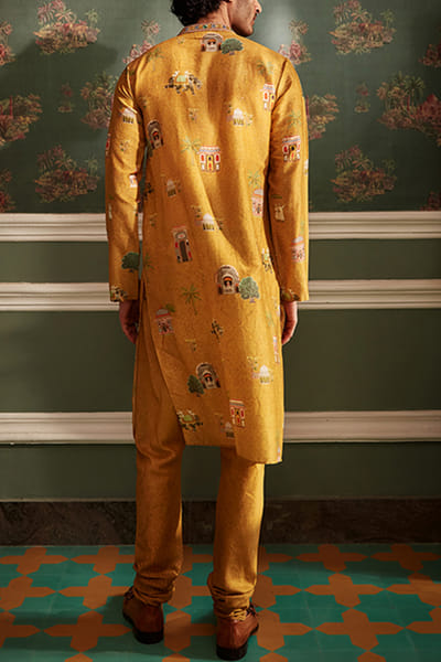 Kalista Mustard chanderi kurta set KTANOV2206
