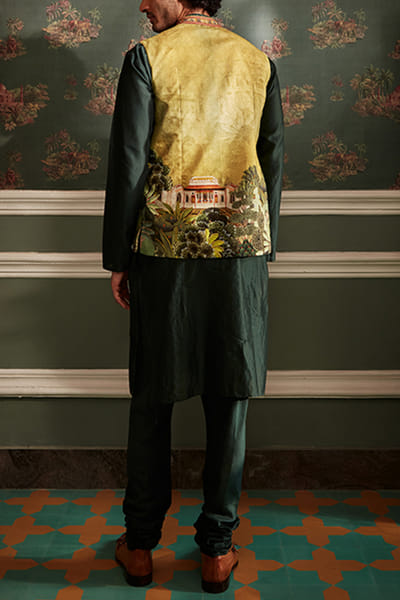 Kalista Lime yellow bandi and green kurta set KTANOV2208
