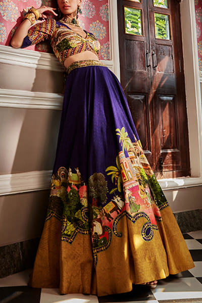 Kalista Midnight blue embroidered lehenga set KTAZAHRA2201