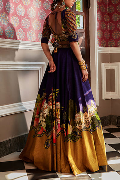 Kalista Midnight blue embroidered lehenga set KTAZAHRA2201