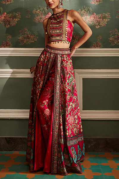 Handpainted floral lehenga set