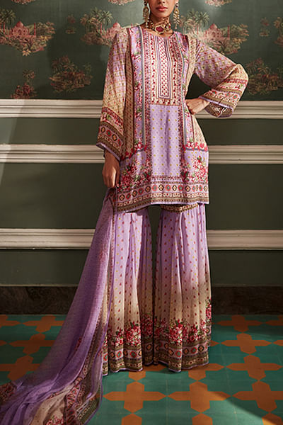 Lilac kurta gharara set