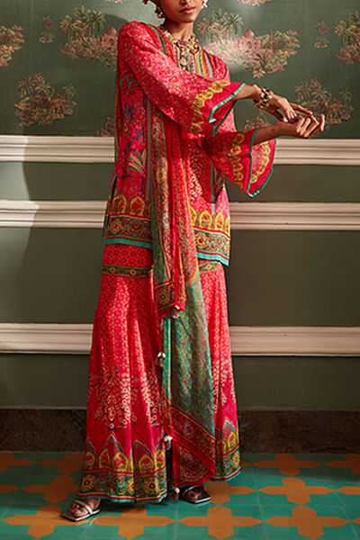 Hot pink kurta and gharara set