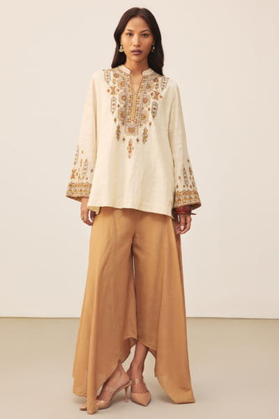 Ritu Kumar Beige embroidered kurti RITUJUN26D347322