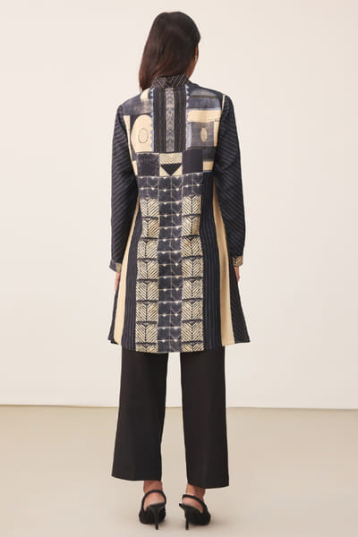 Ritu Kumar Black-beige geometric print tunic RITUJUN26D347336