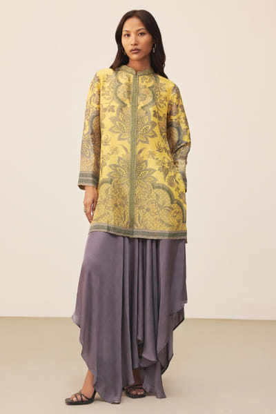 Ritu Kumar Yellow floral print kurti RITUJUN26D347288