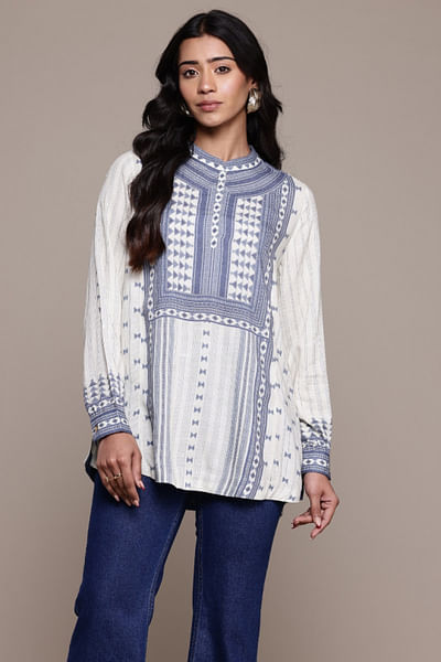 Mustard geometric pattern short kurta
