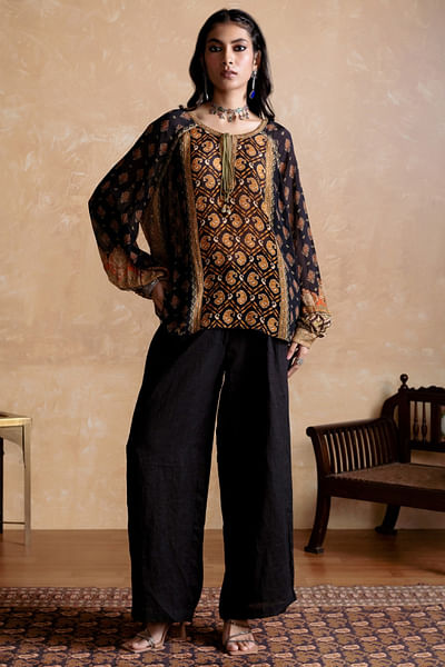 Black printed kurta