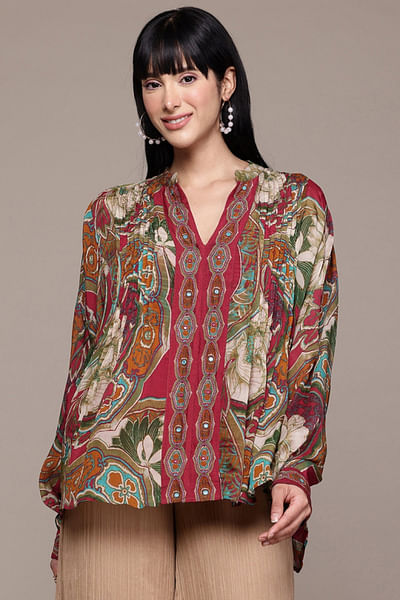 Red floral printed kurti