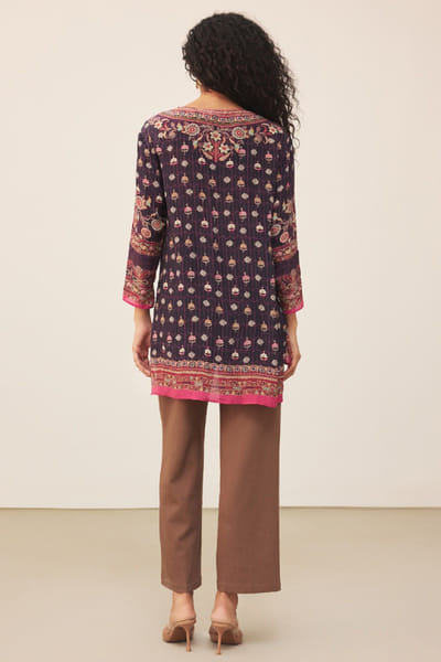 Ritu Kumar Black abstract floral print kurti RITUJUN26D347308