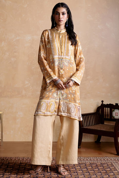 Brown printed kurta