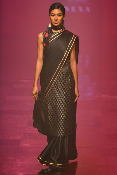 Black embellished sari