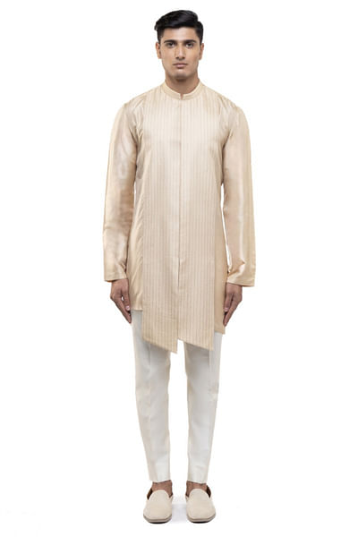 Beige asymmetric kurta set
