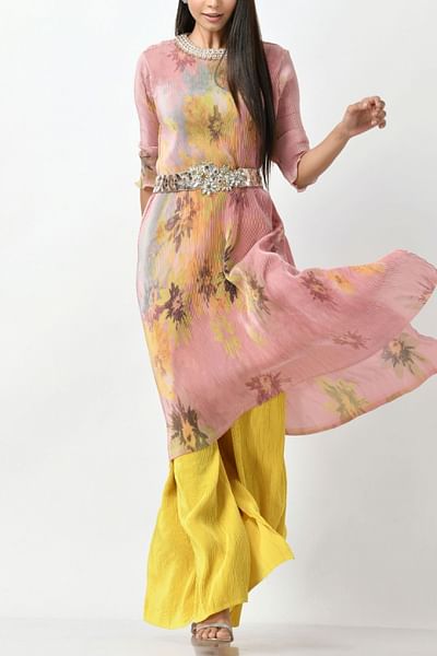 Peach printed kaftan