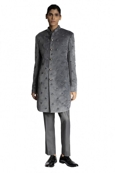 Grey tonal embroidered jacket 