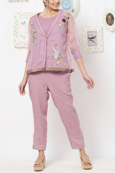 Lilac organza jacket and pants