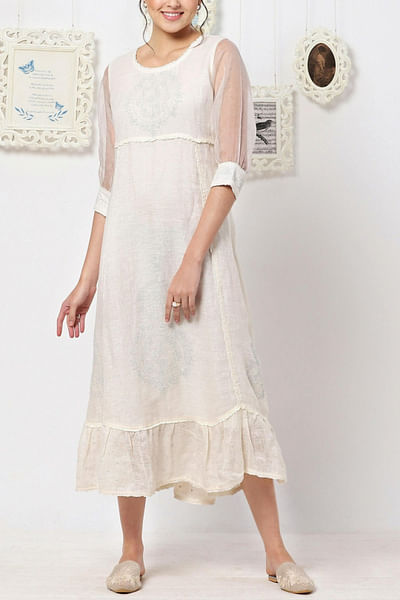 Off white embroidered dress