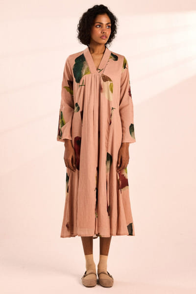 Blush pink abstract digital print dress