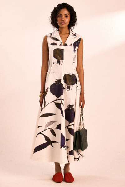 Black and white artsy digital print dress