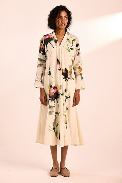 Off-white abstract printed dress