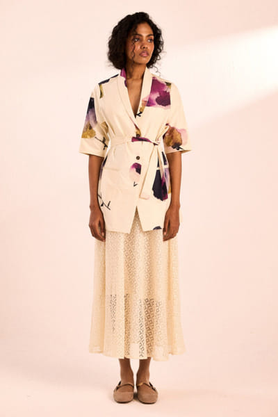 White floral printed jacket