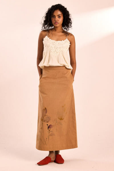 Mocha brown floral printed skirt