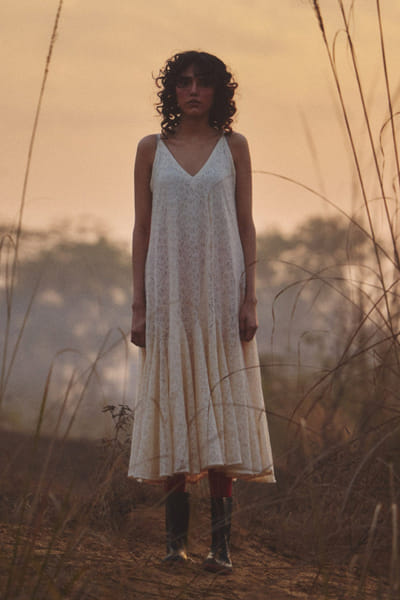White lace slip dress