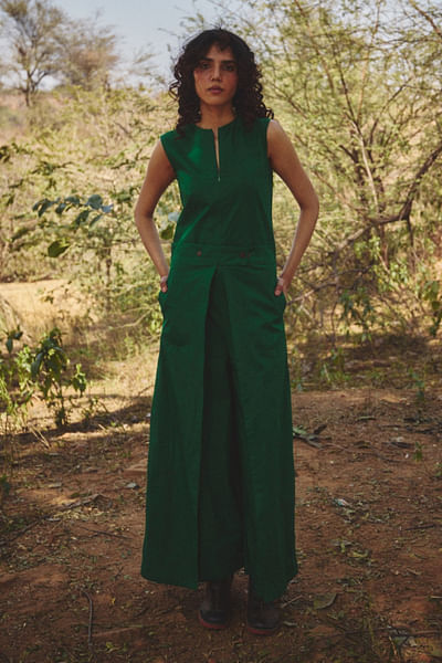 Green overlap jumpsuit