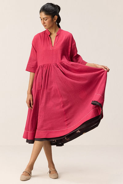 Pink gathered dress