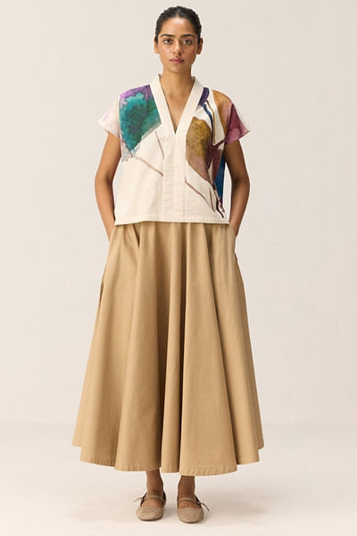 Off white cotton kimono top