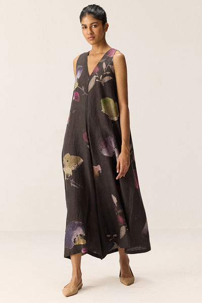 Charcoal floral printed jumpsuit
