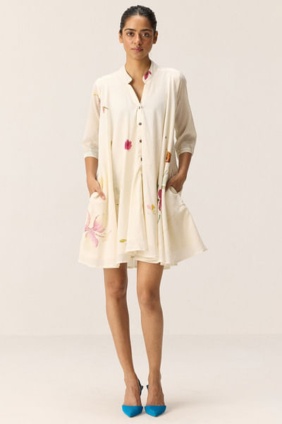 Off white floral print dress