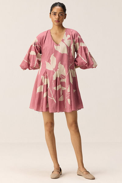 Pink floral printed dress