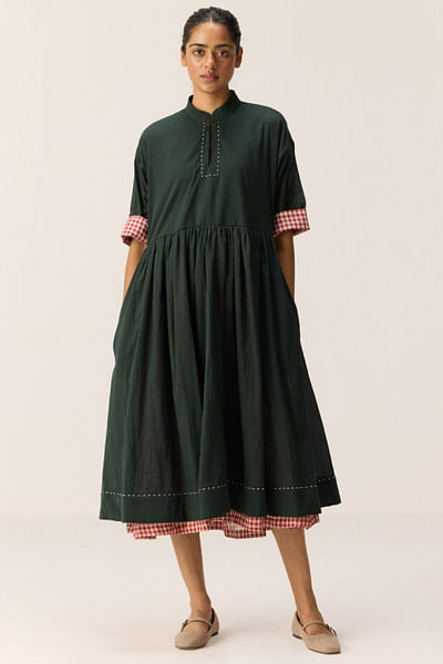 Dark green cotton dress