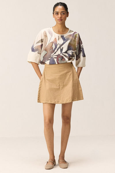 Beige cotton skort